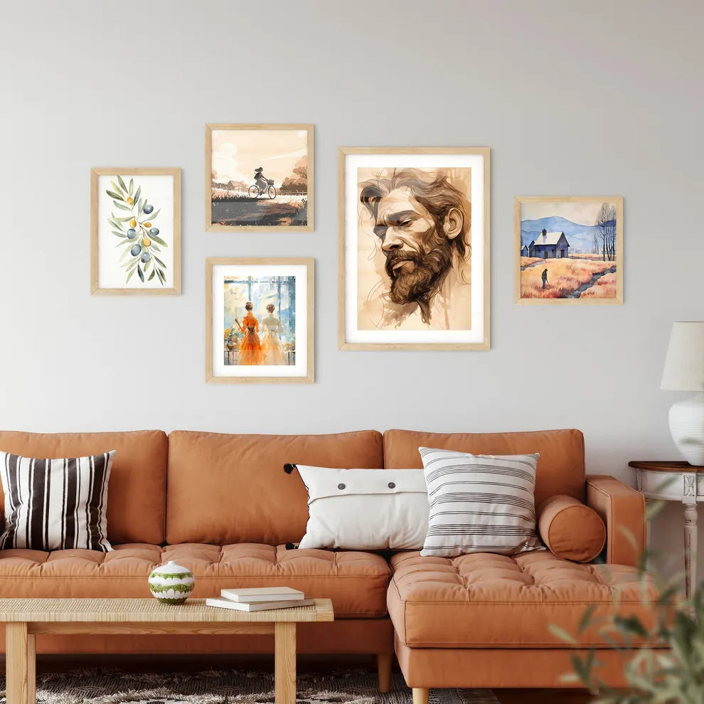 Noah - A Drawing Of A Man With A Bear Framed Print