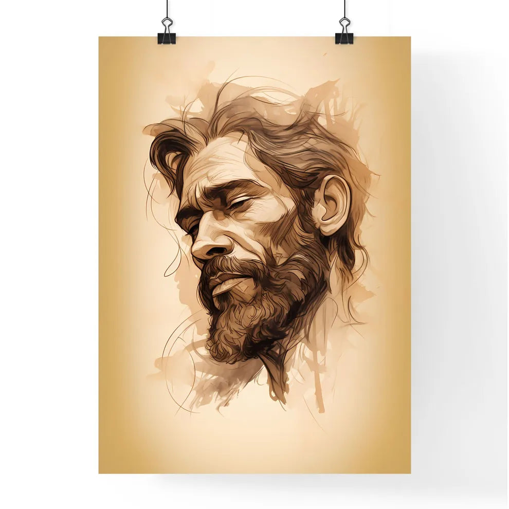 Noah - A Drawing Of A Man With A Bear Poster