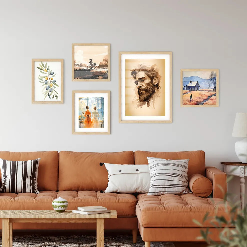 Noah - A Drawing Of A Man With A Bear Framed Print