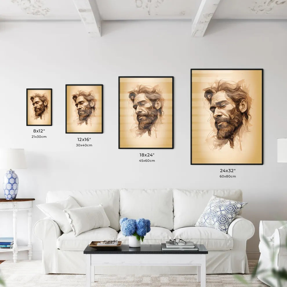 Noah - A Drawing Of A Man With A Bear Wall Art