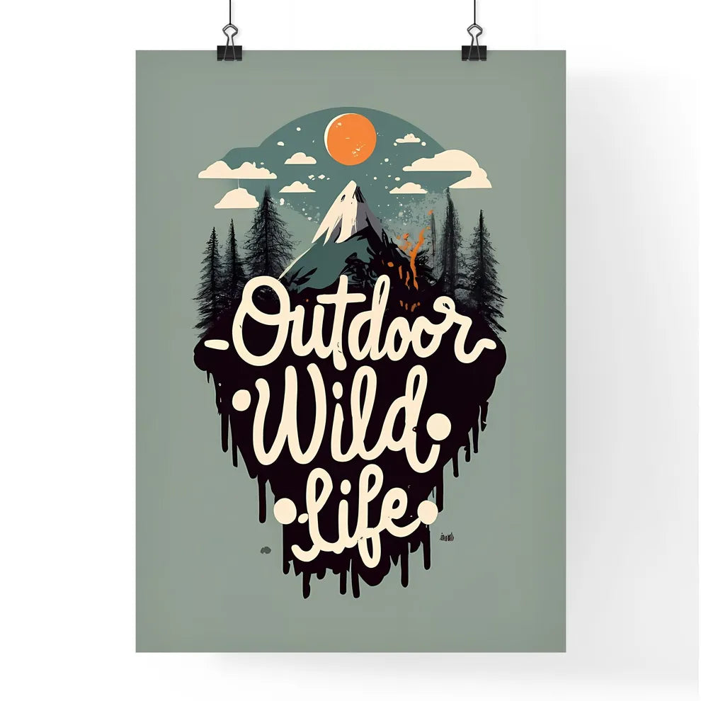 Outdoor Wildlife - A Logo With A Mountain An Poster