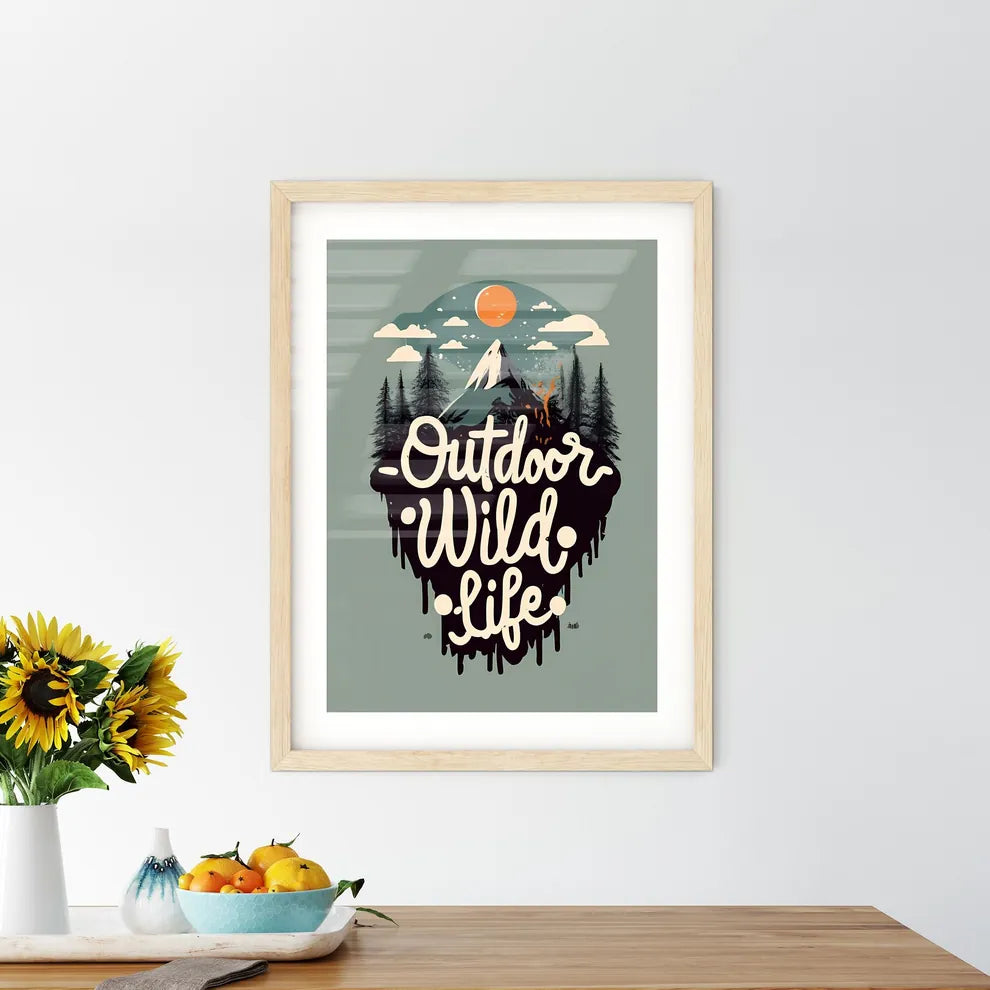 Outdoor Wildlife - A Logo With A Mountain An - Kitchen Hangings