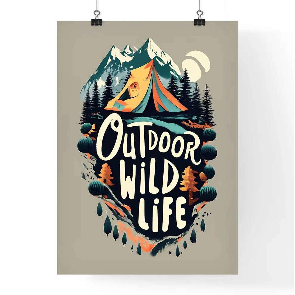 Outdoor Wildlife - A Logo With A Tent And Mo Poster
