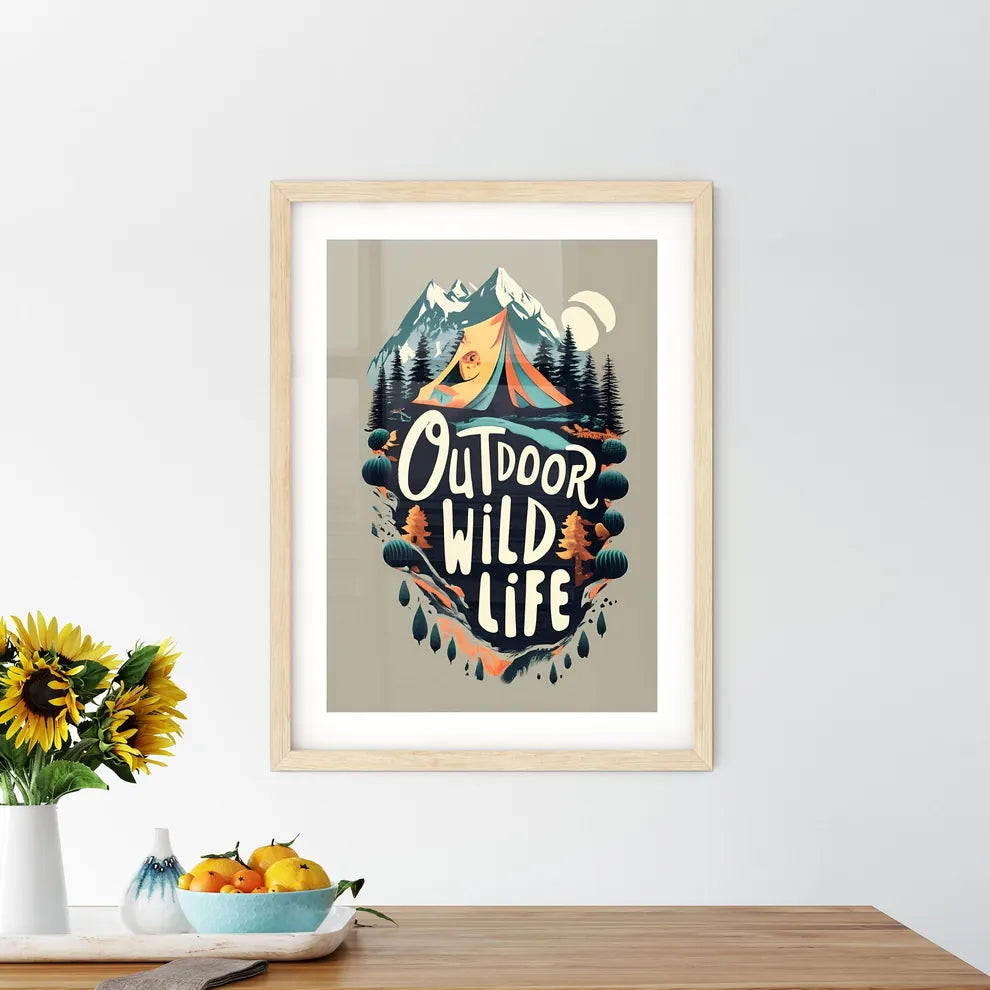 Outdoor Wildlife - A Logo With A Tent And Mo - Kitchen Hangings