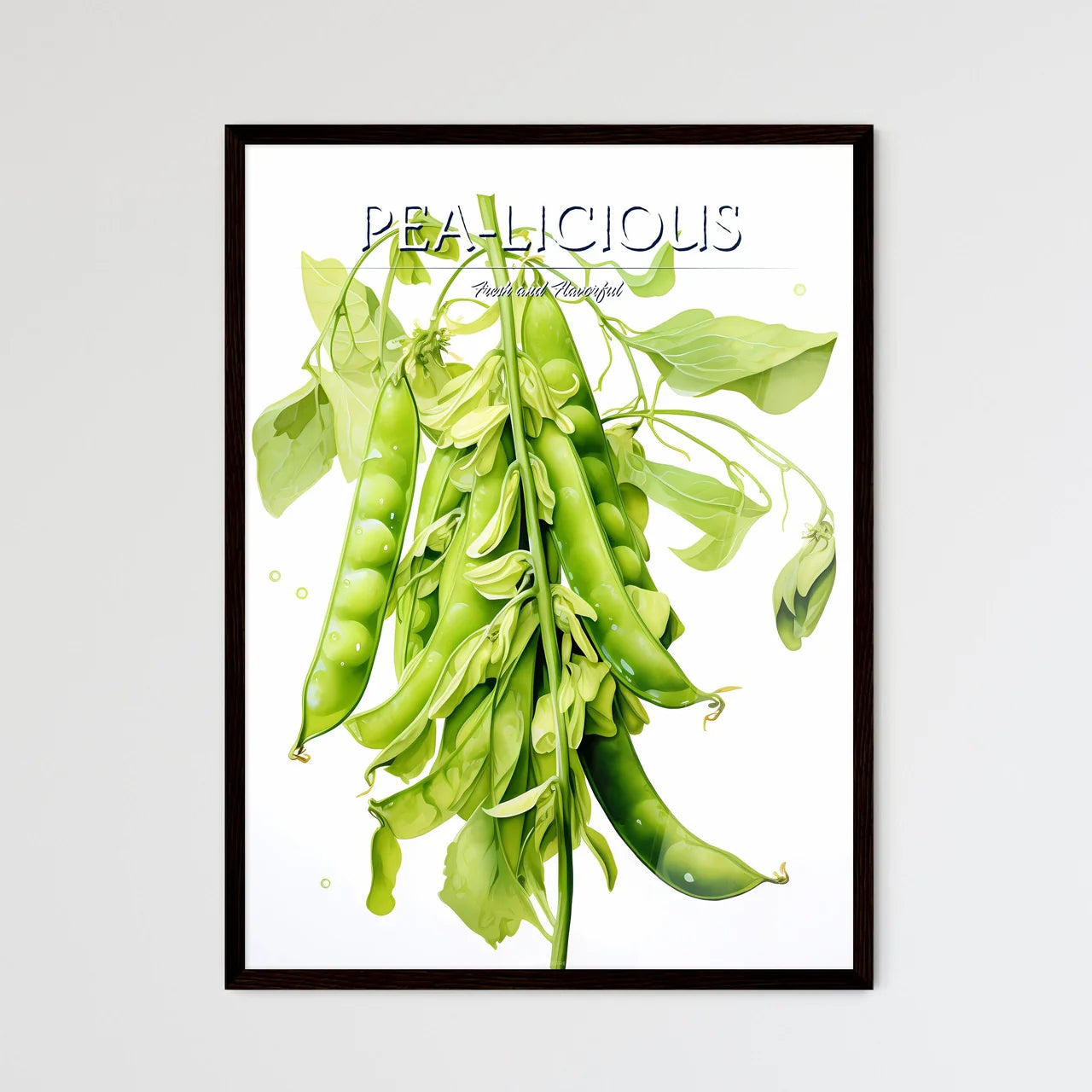 Peas - A Green Pea Plant With P - Framed Art Print