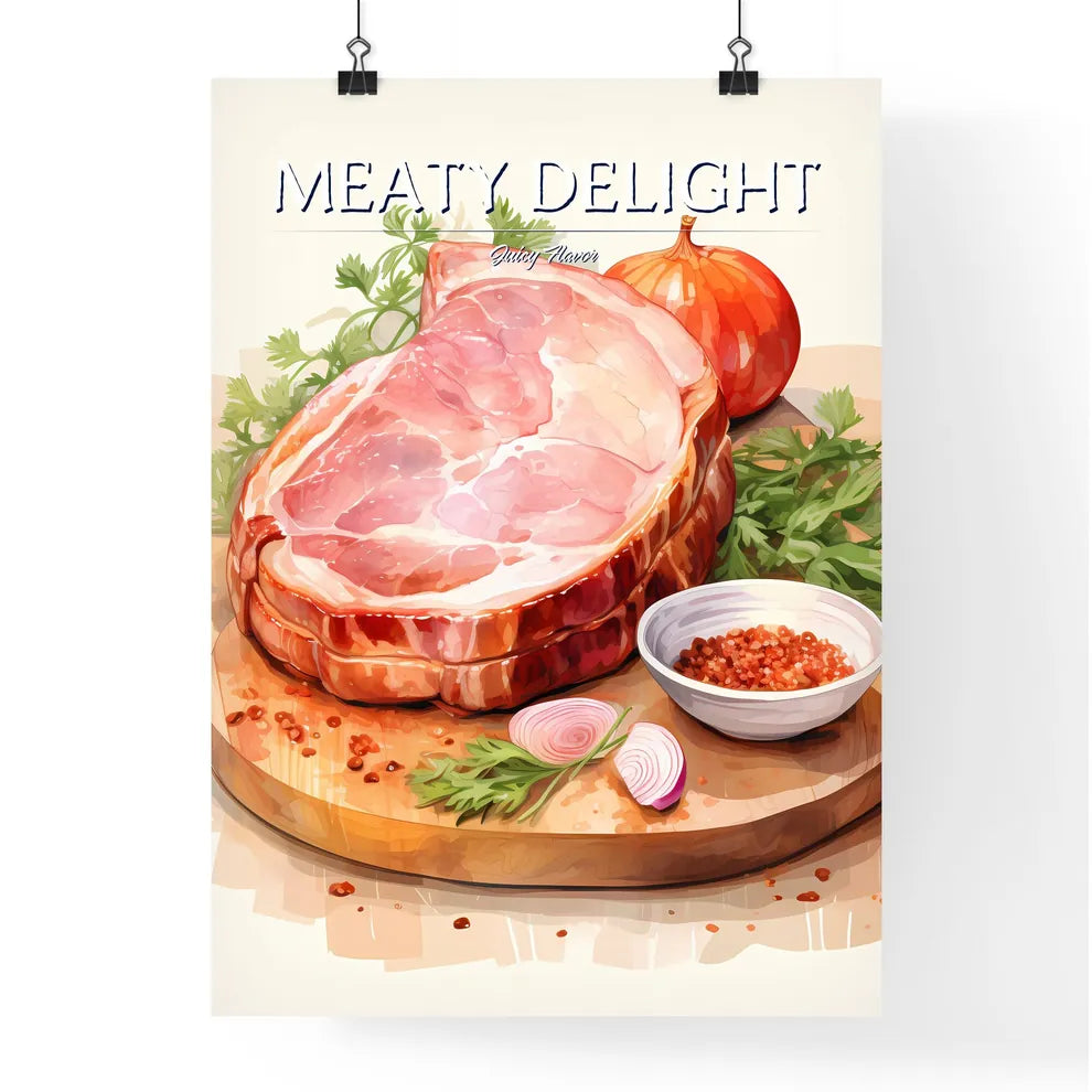 Pork - A Piece Of Meat With Spi Poster