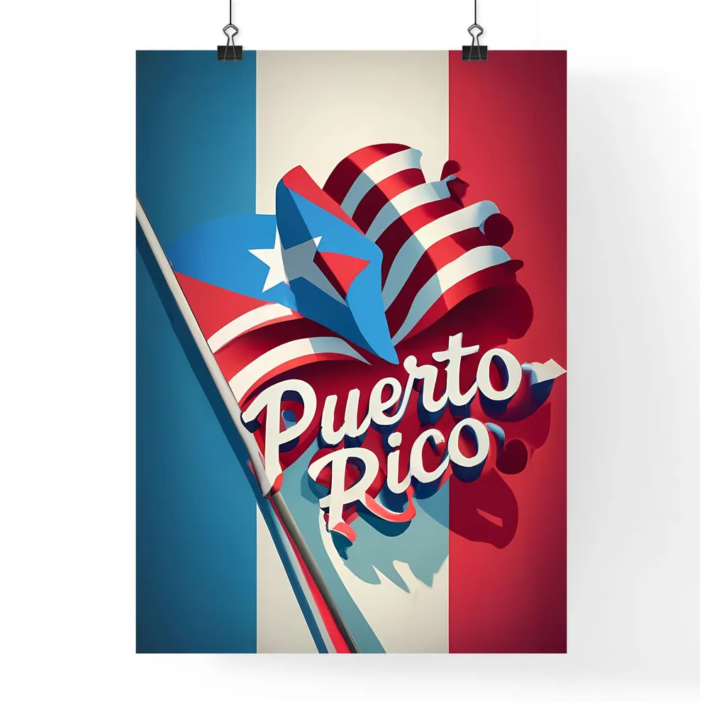 Puerto Rico - A Flag With A Flag And A Sta Poster