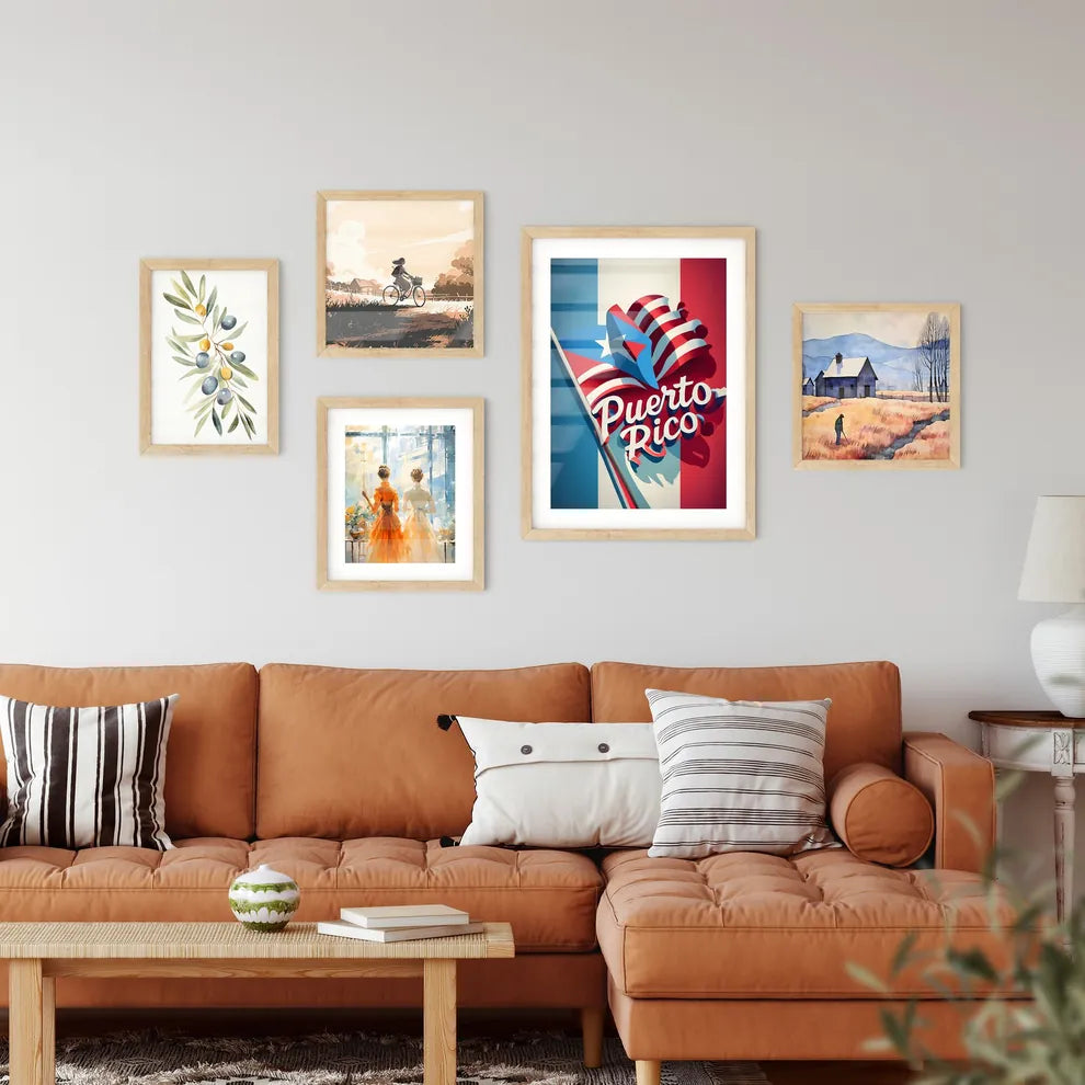 Puerto Rico - A Flag With A Flag And A Sta Framed Print
