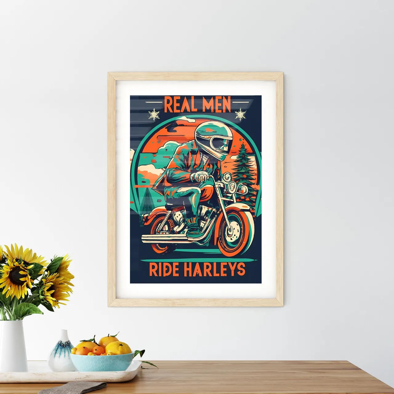 Real Men Ride Harleys - A Man Riding A Motor - Kitchen Hangings