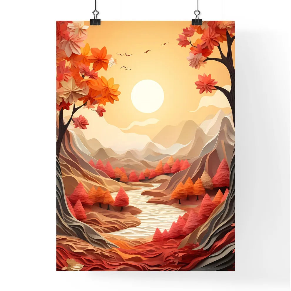 Red Fall - A River Running Through A Valley  Poster