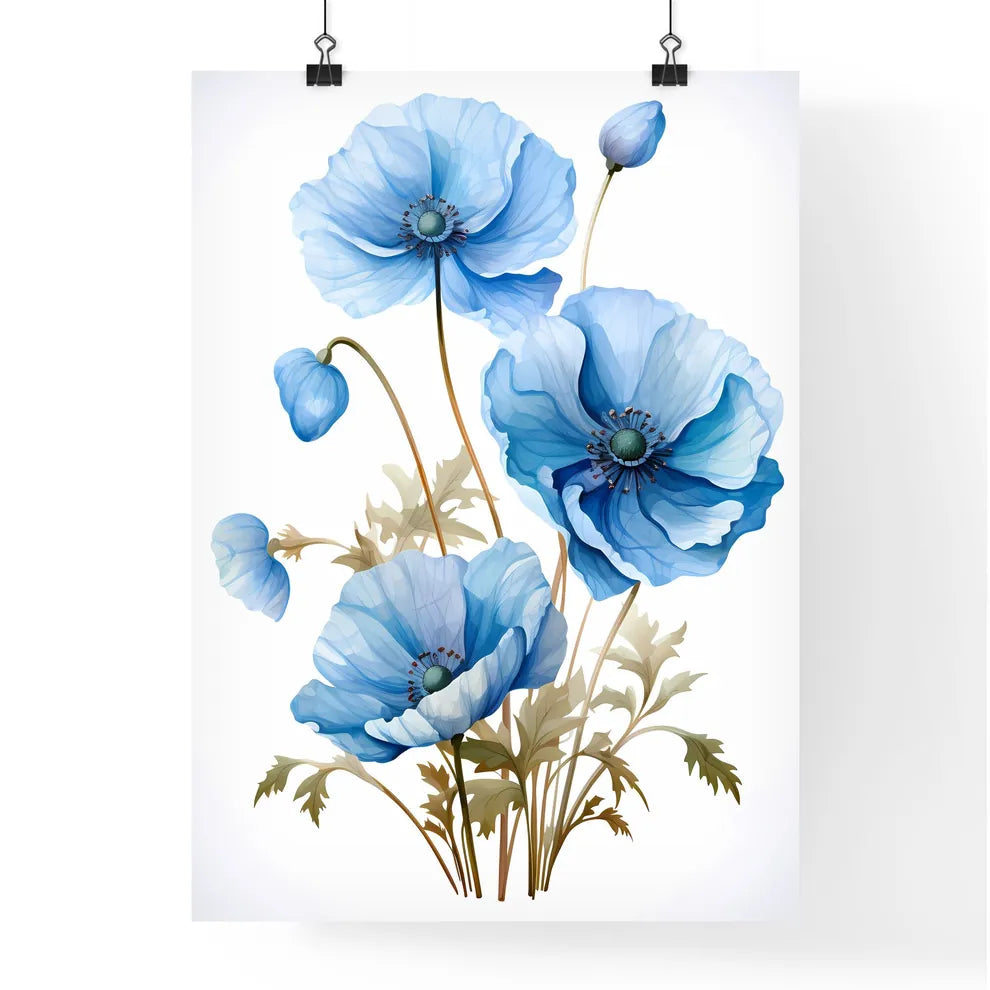 Relax - A Blue Flowers On A White Backgroun Poster