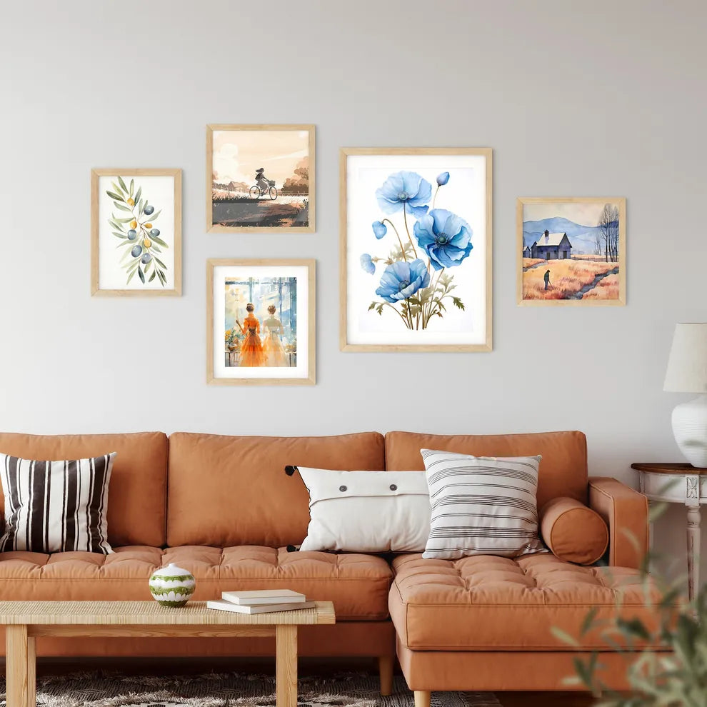 Relax - A Blue Flowers On A White Backgroun Framed Print