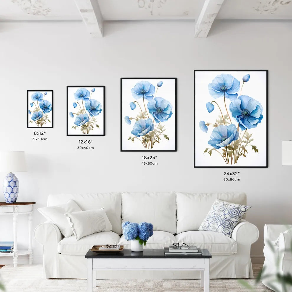 Relax - A Blue Flowers On A White Backgroun Wall Art