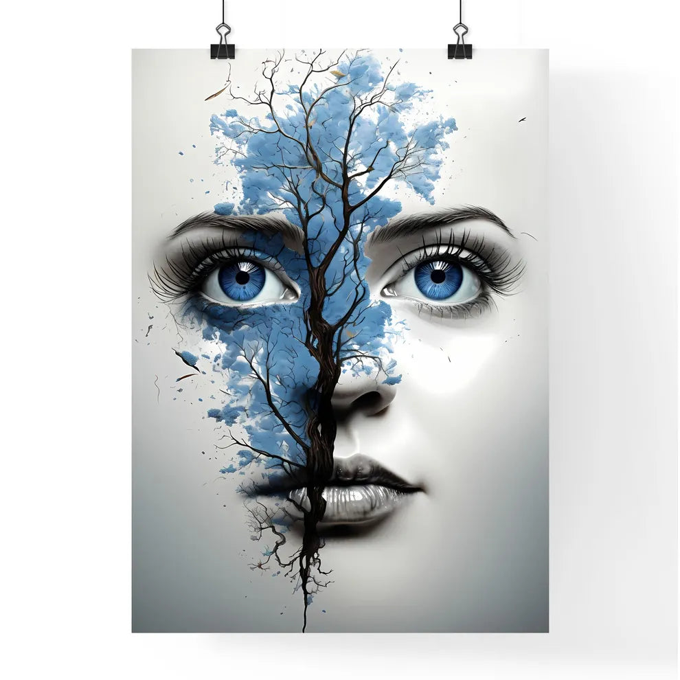 Remember - A Woman's Face With A Tree And A  Poster