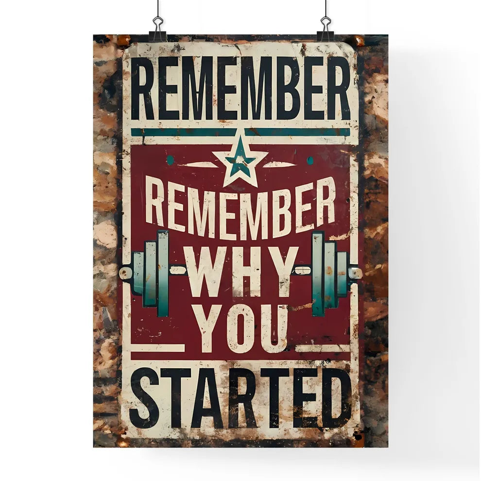 Remember Why You Started - A Sign On A Wal Poster