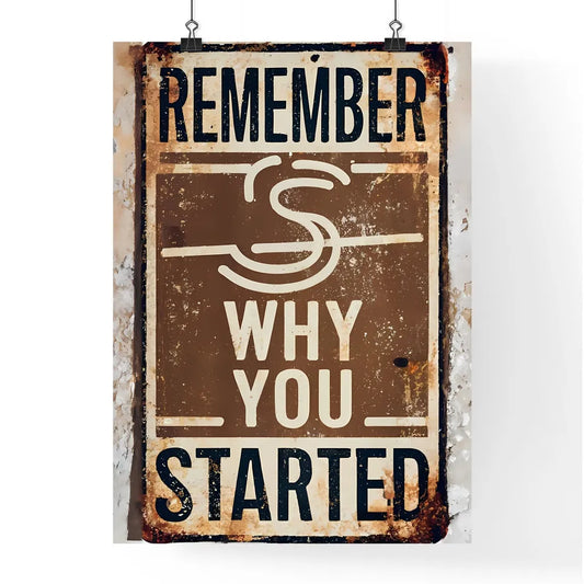 Remember Why You Started - A Sign On A Wal Poster
