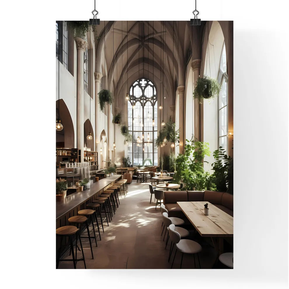 Sacred Building - A Large Room With Tables A Poster