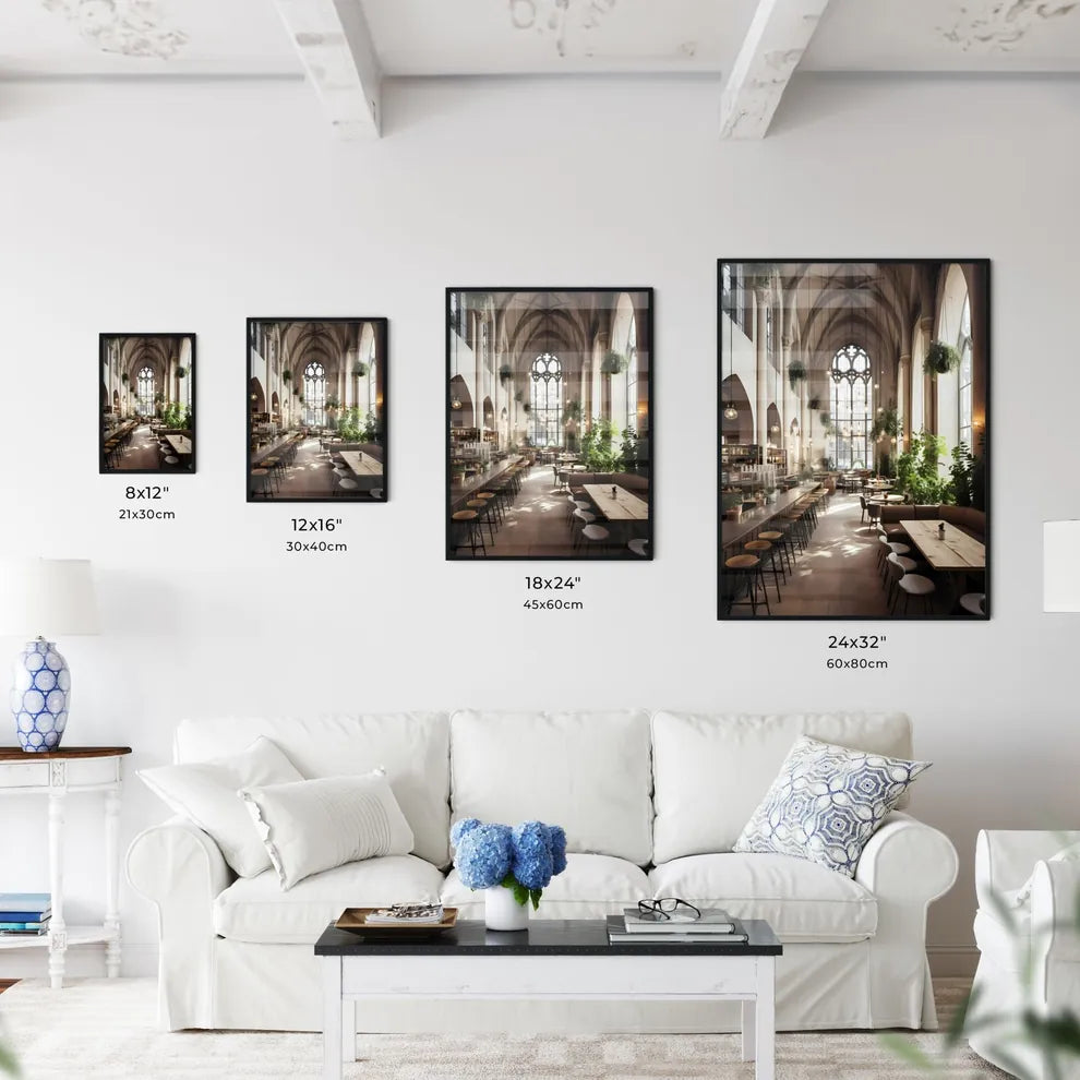 Sacred Building - A Large Room With Tables A Wall Art