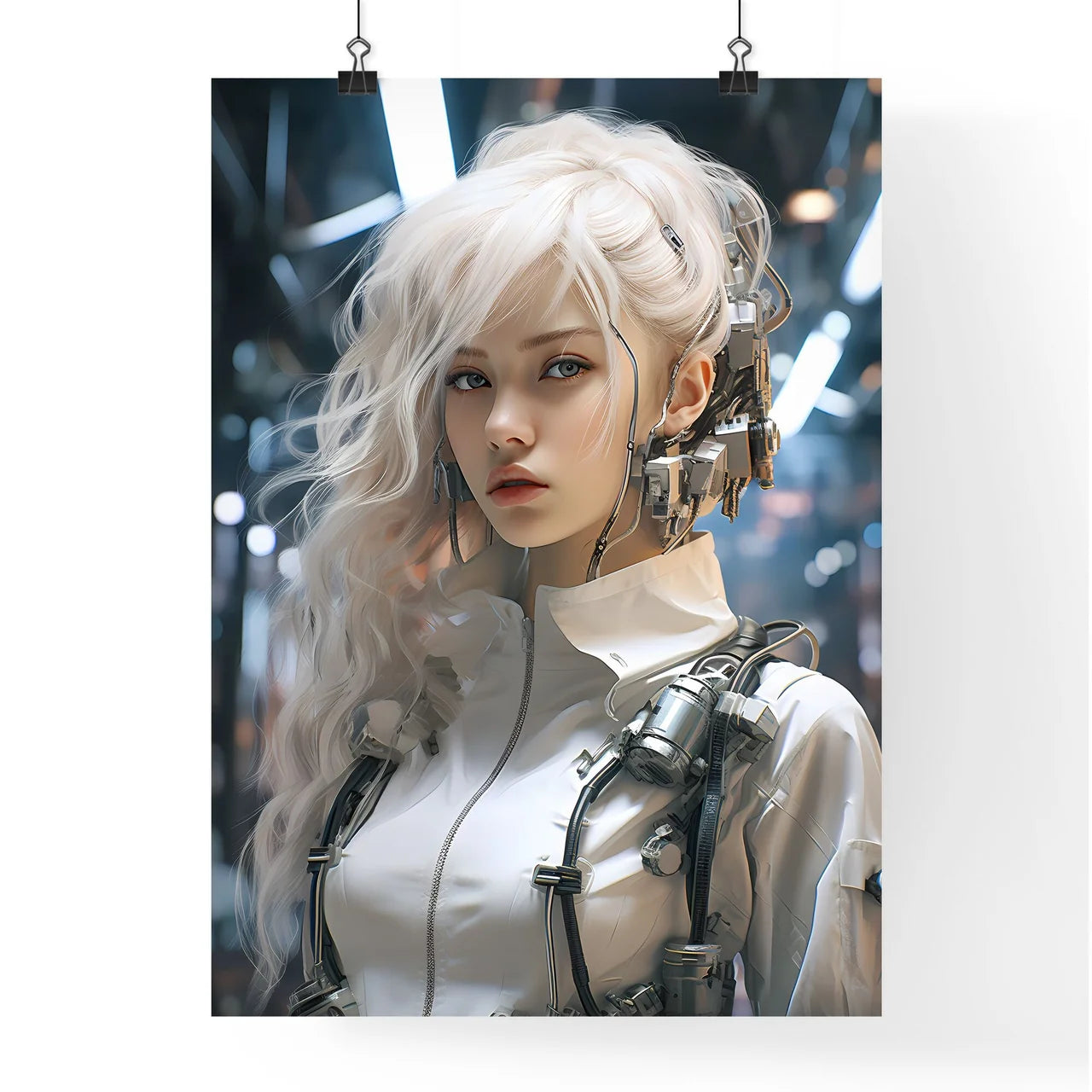 Sicence Fiction - A Woman With White Hair And Wires Around Her Head Default Title