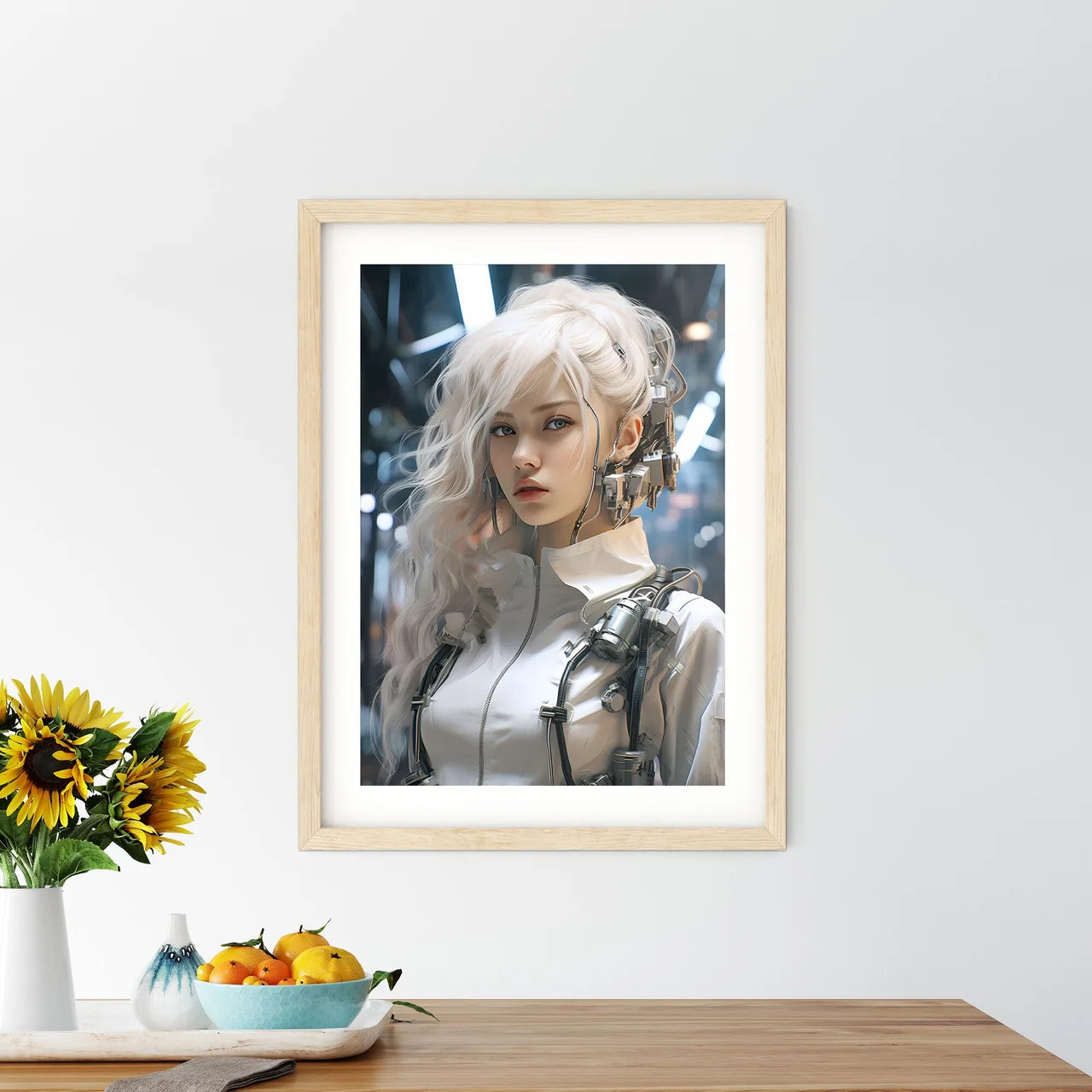 Sicence Fiction - A Woman With White Hair And Wires Around Her Head Default Title