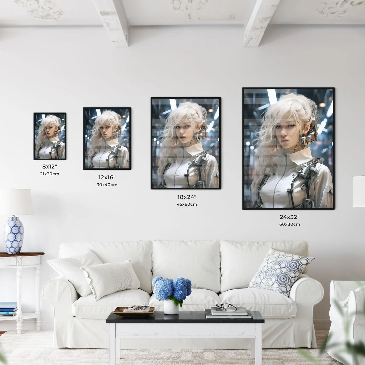 Sicence Fiction - A Woman With White Hair And Wires Around Her Head Default Title