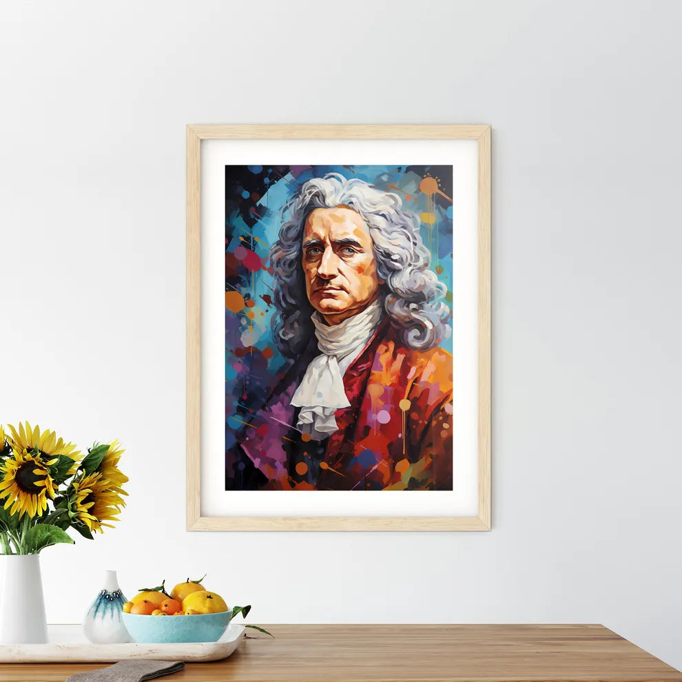 Sir Isaac Newton - A Painting Of A Man With  - Kitchen Hangings
