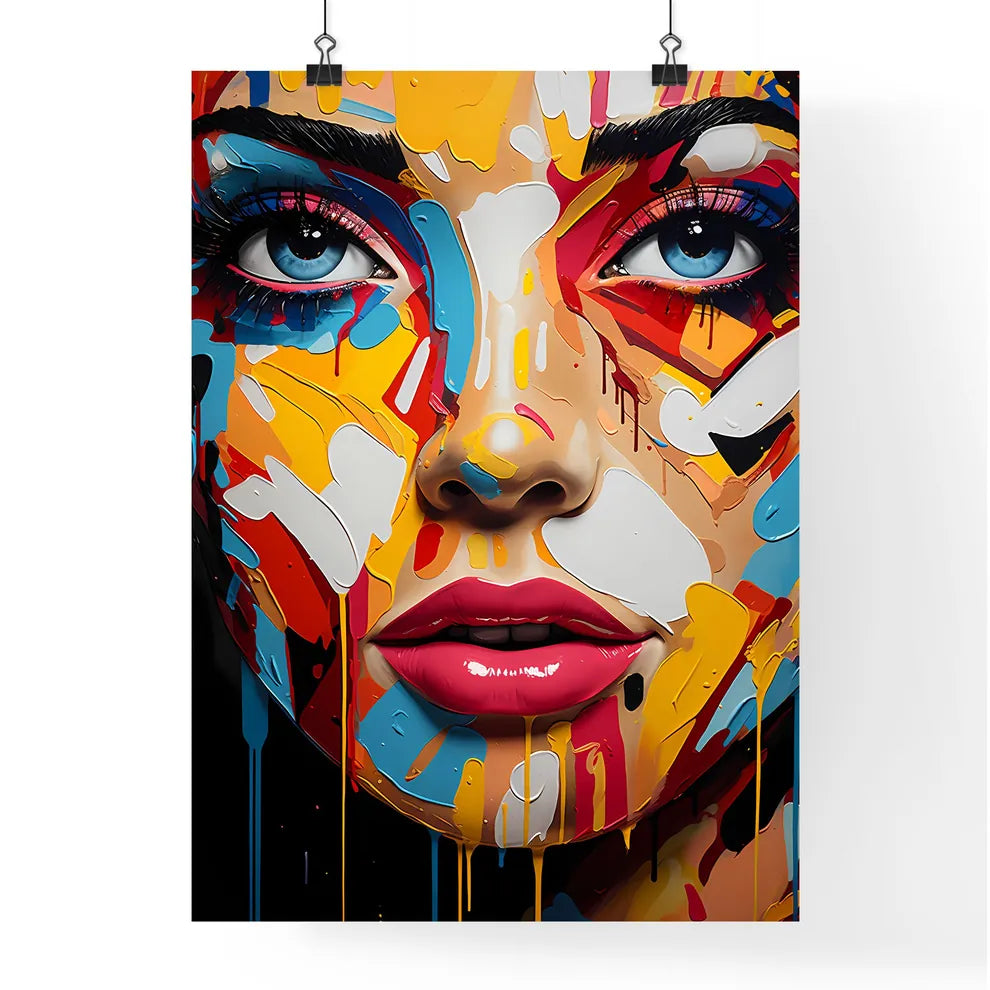 Splatter - A Woman With Colorful Paint On He Poster