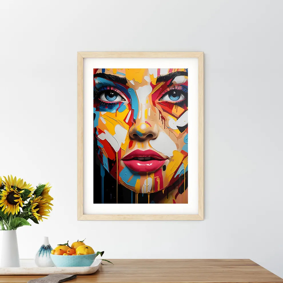 Splatter - A Woman With Colorful Paint On He - Kitchen Hangings