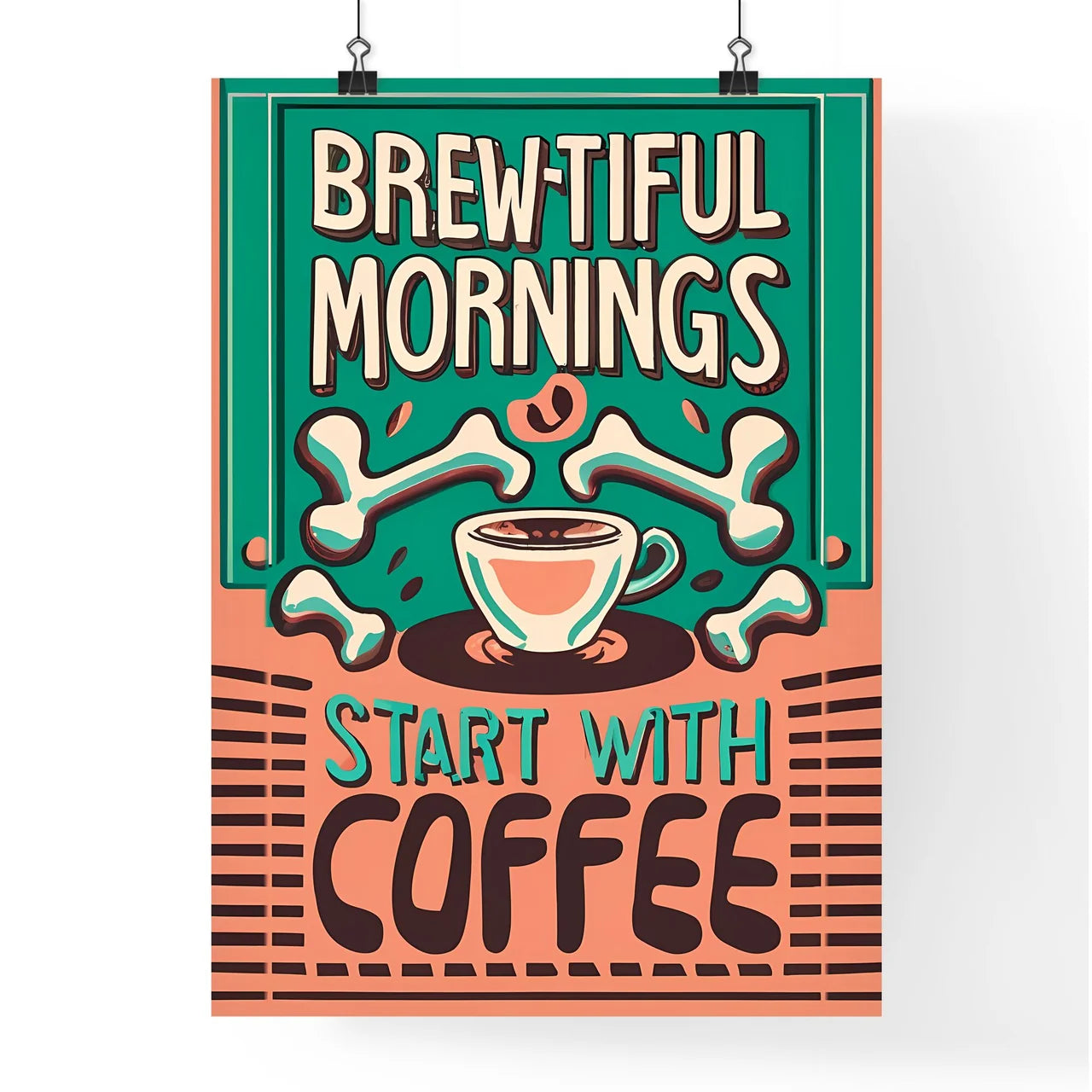 Start With Coffee - A Sign With A Cup Of Cof Poster