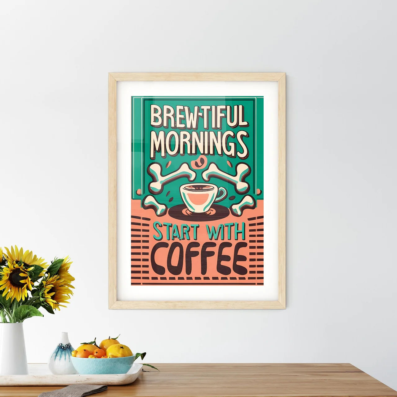 Start With Coffee - A Sign With A Cup Of Cof - Kitchen Hangings