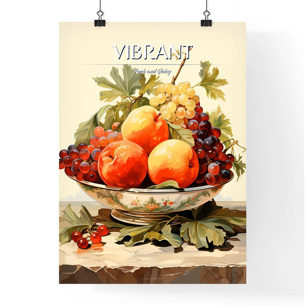 Still Life - A Bowl Of Fruit On A Tab Poster