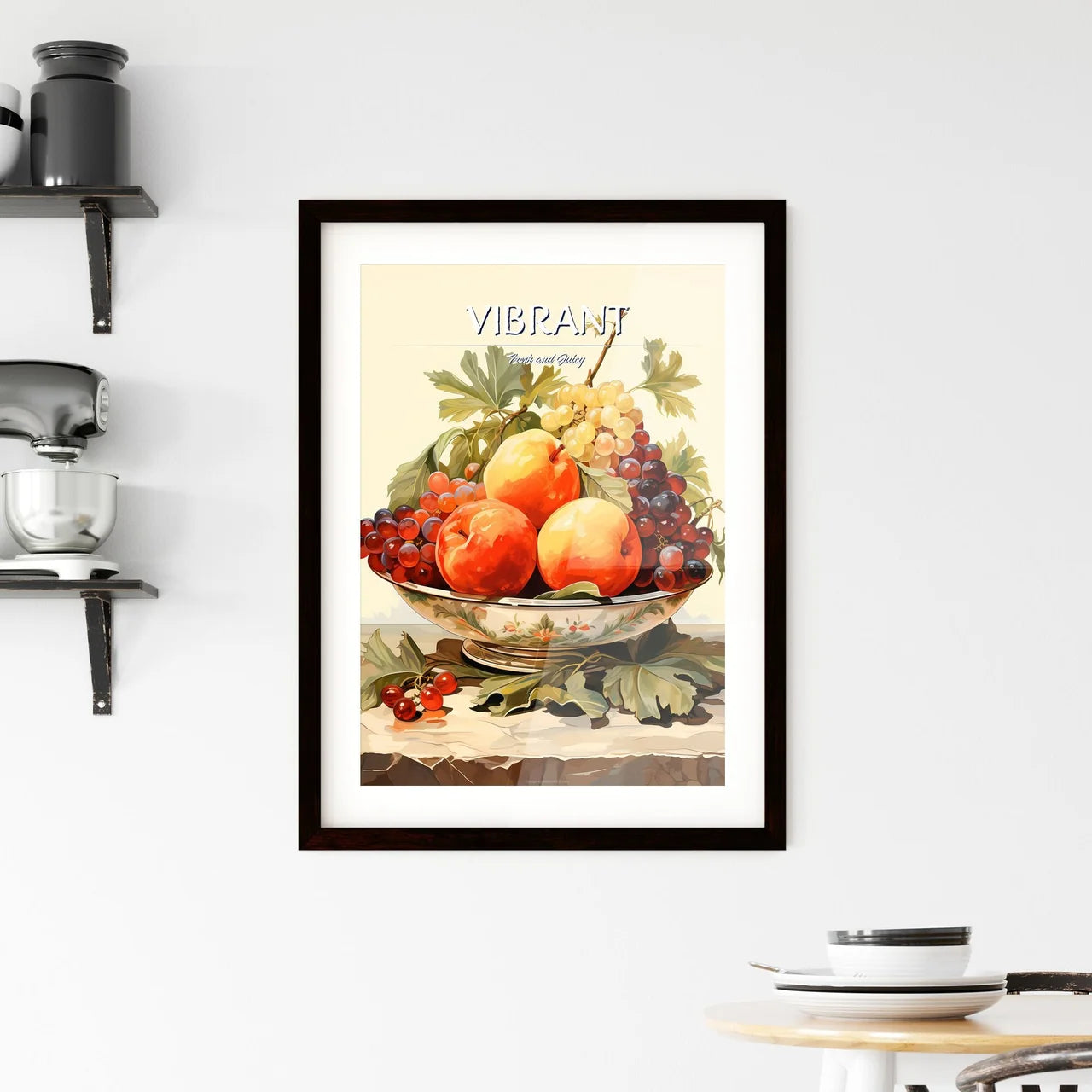 Still Life - A Bowl Of Fruit On A Tab Framed Print