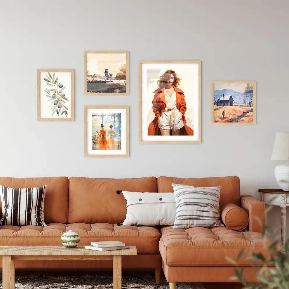 Style - A Woman In An Orange Coa Framed Print