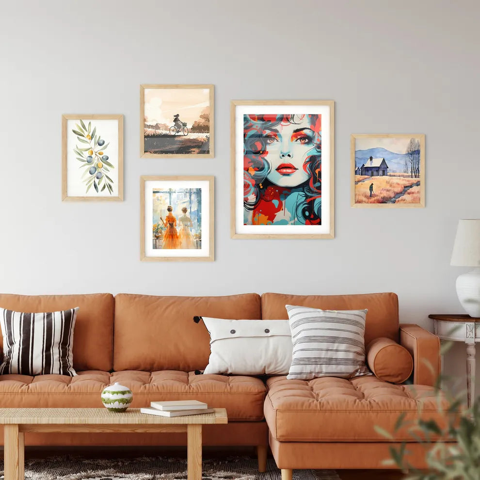 Styling - A Painting Of A Woman With Red Lip Framed Print