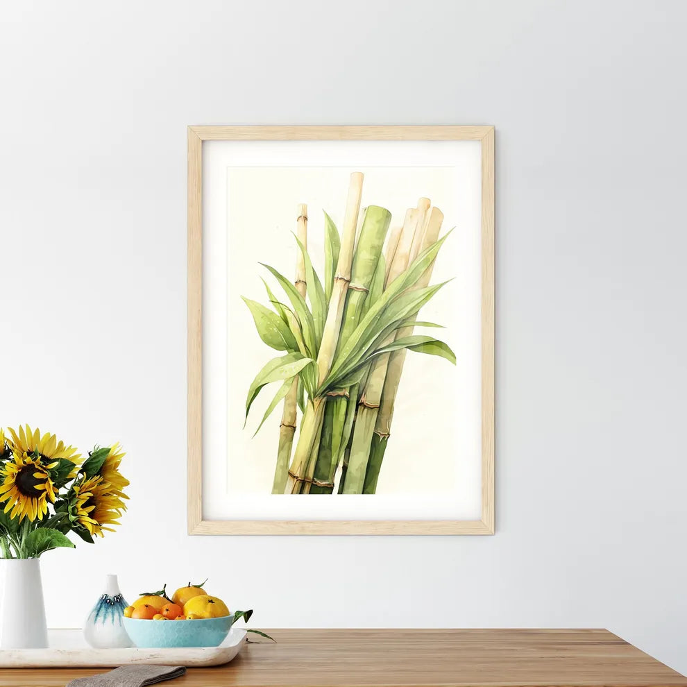 Sugar Cane - A Bunch Of Bamboo Stems With Le - Kitchen Hangings