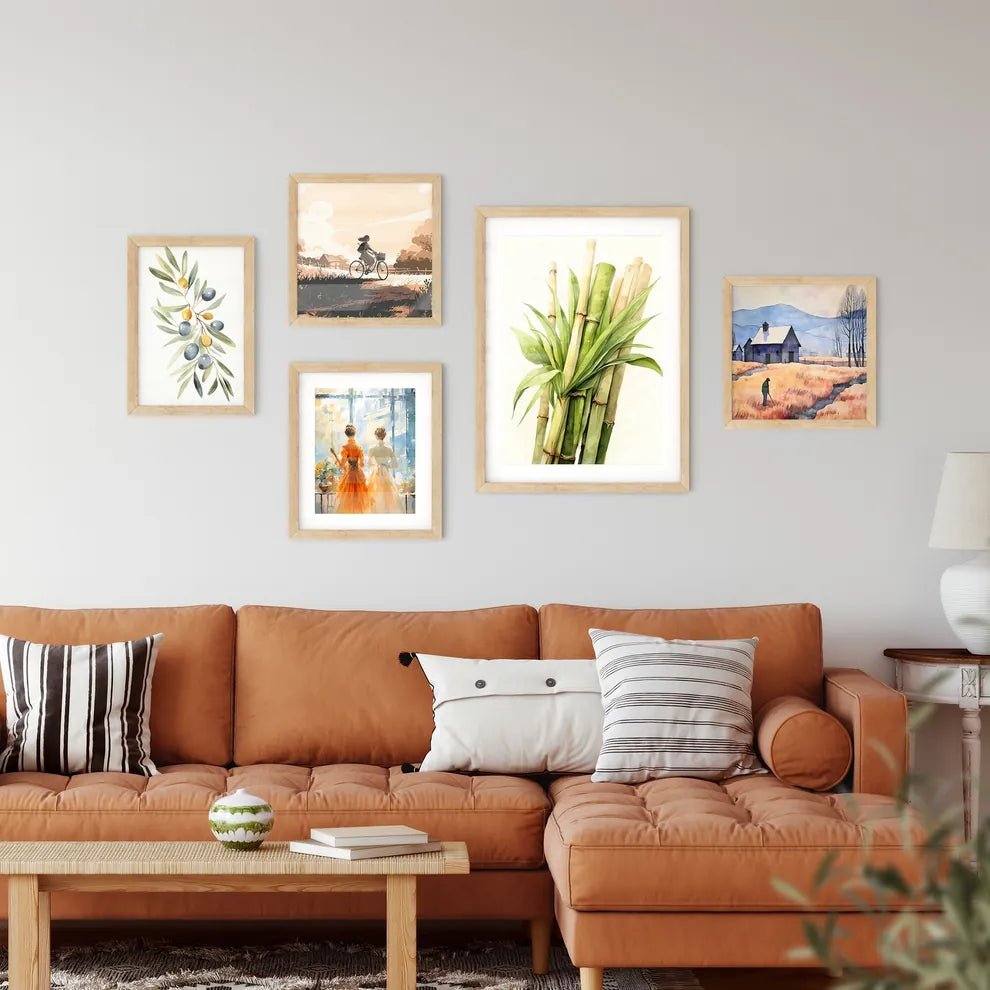 Sugar Cane - A Bunch Of Bamboo Stems With Le Framed Print