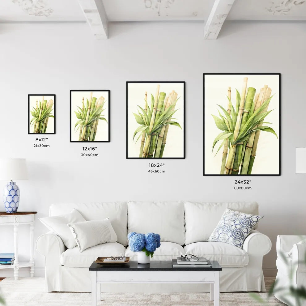 Sugar Cane - A Bunch Of Bamboo Stems With Le Wall Art