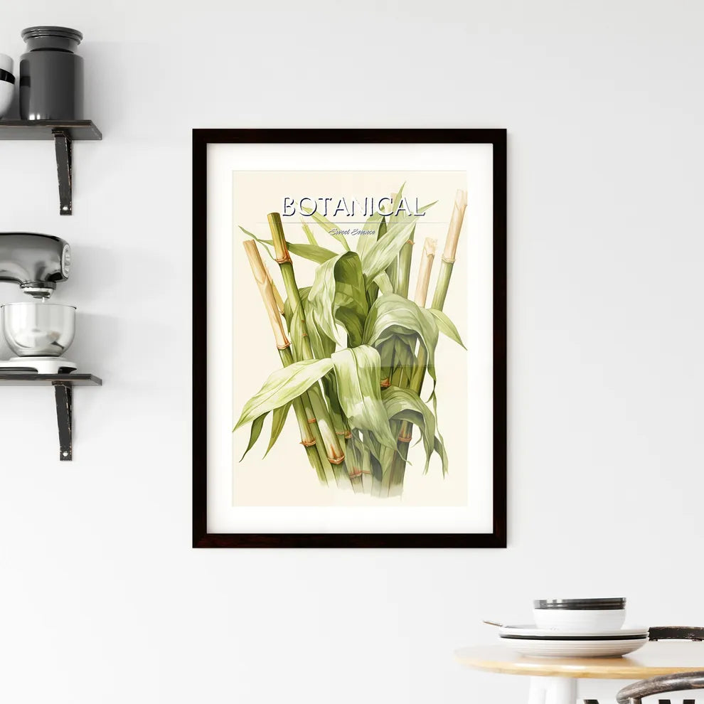 Sugar Cane - A Plant With Leaves And  Framed Print