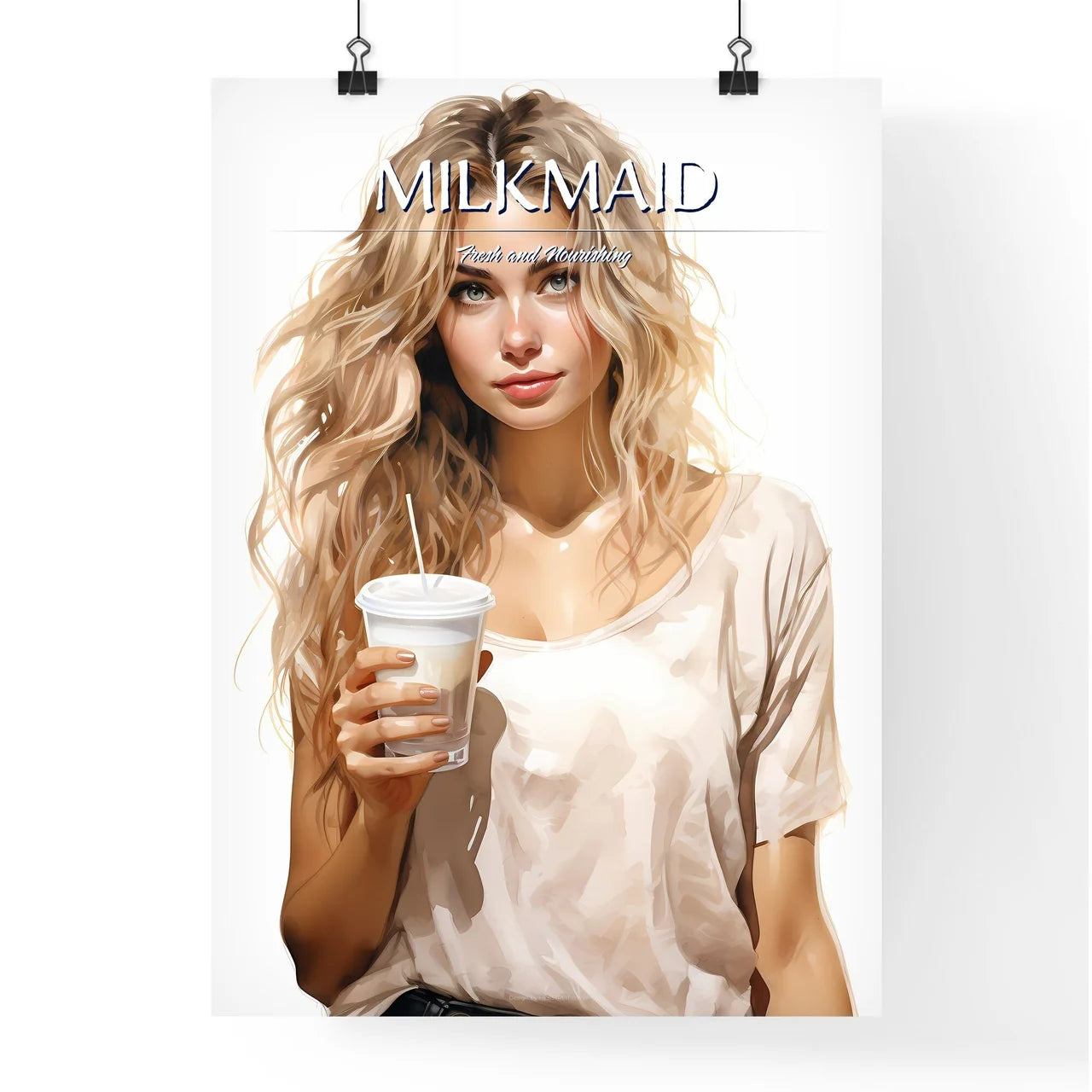 Take Away  - A Woman Holding A Cup Of Poster