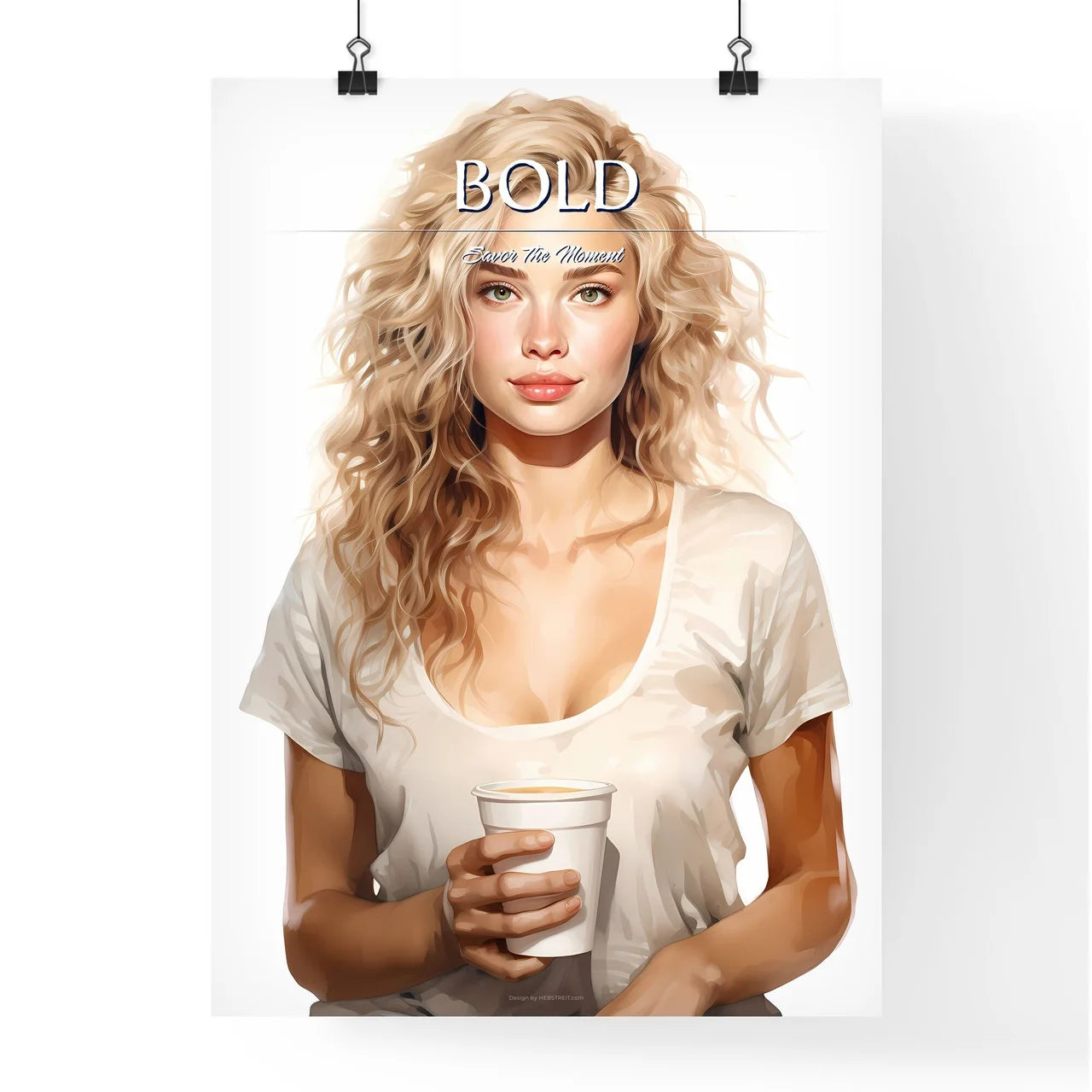 Take Away  - A Woman Holding A Cup Of Poster