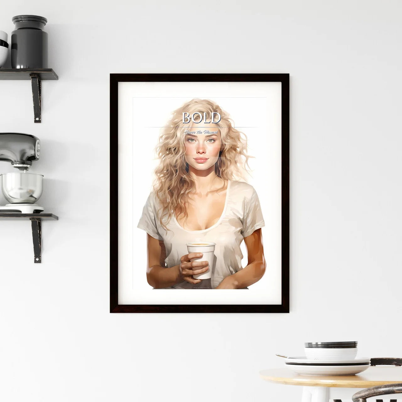 Take Away  - A Woman Holding A Cup Of Framed Print