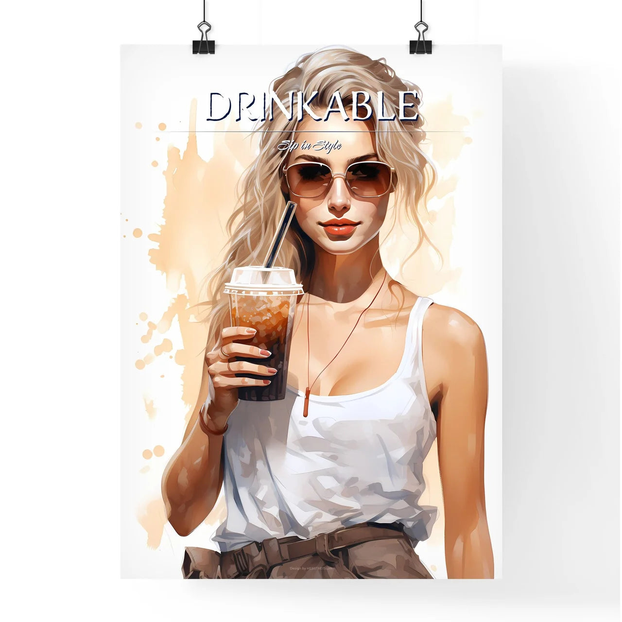 Take Away - A Woman Holding A Drin Poster