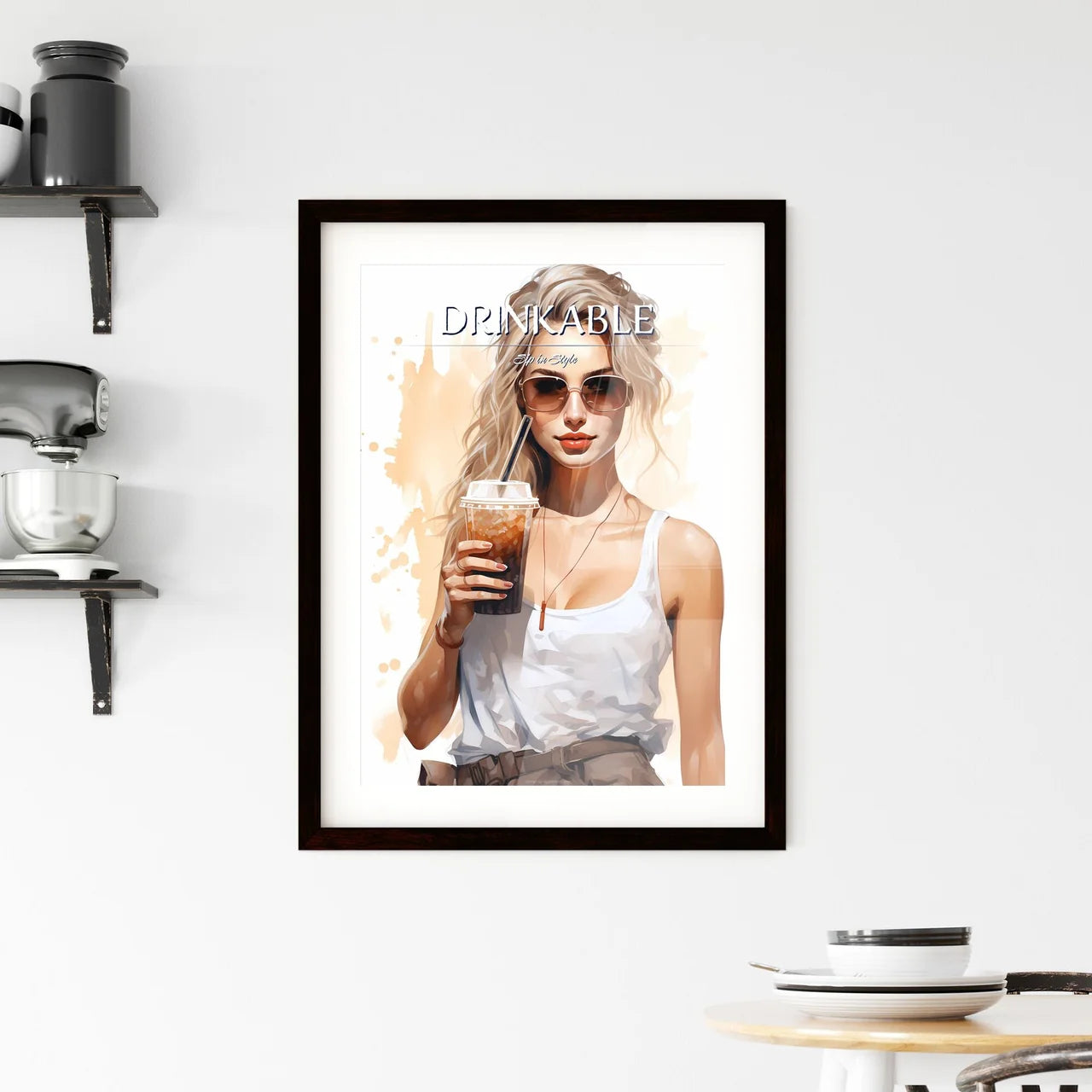 Take Away - A Woman Holding A Drin Framed Print
