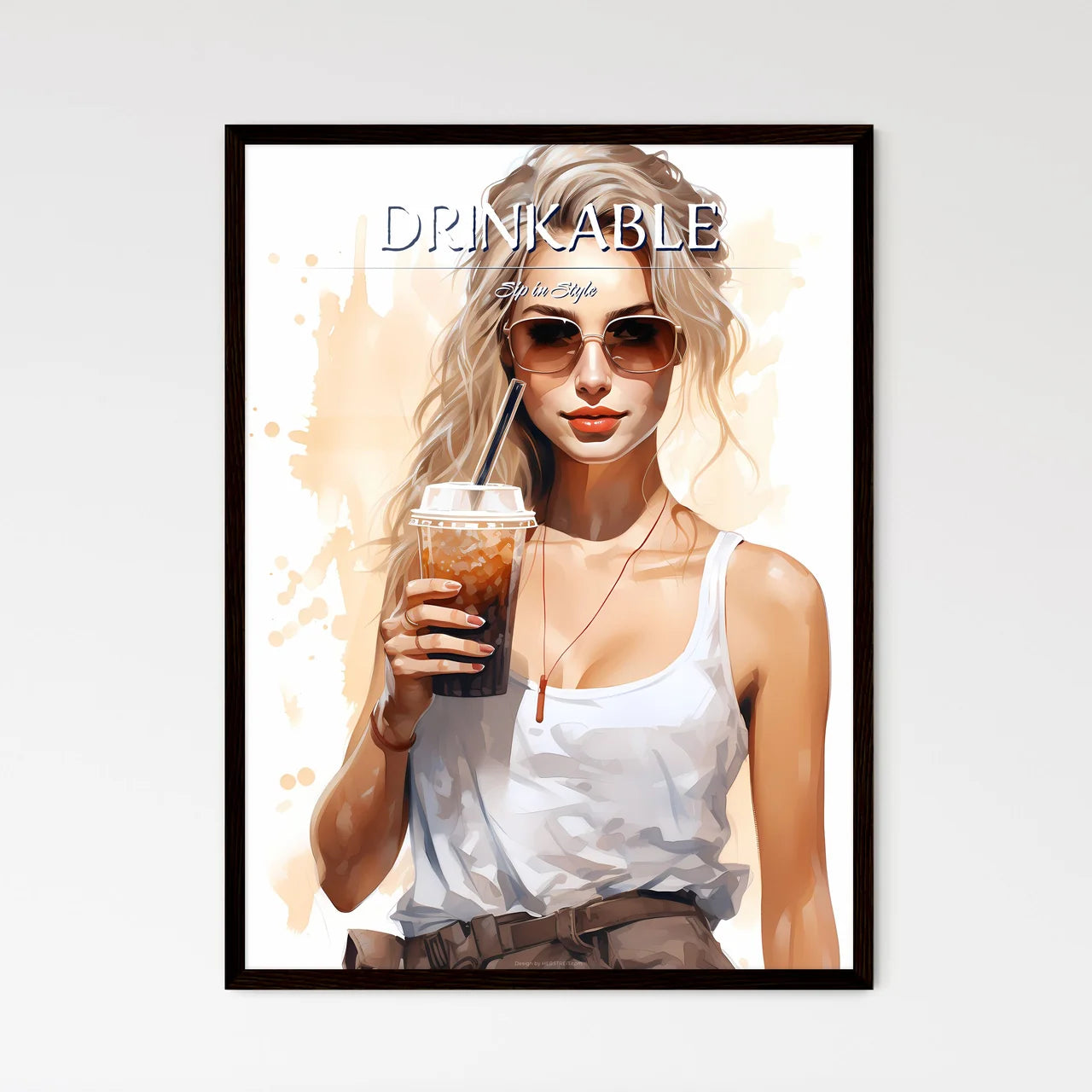 Take Away - A Woman Holding A Drin - Framed Art Print