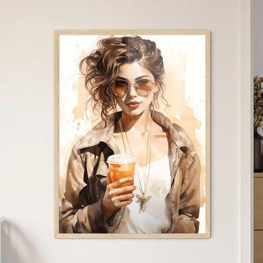 Take Away - A Woman Holding A Cup Of Coffe - Framed Art Print