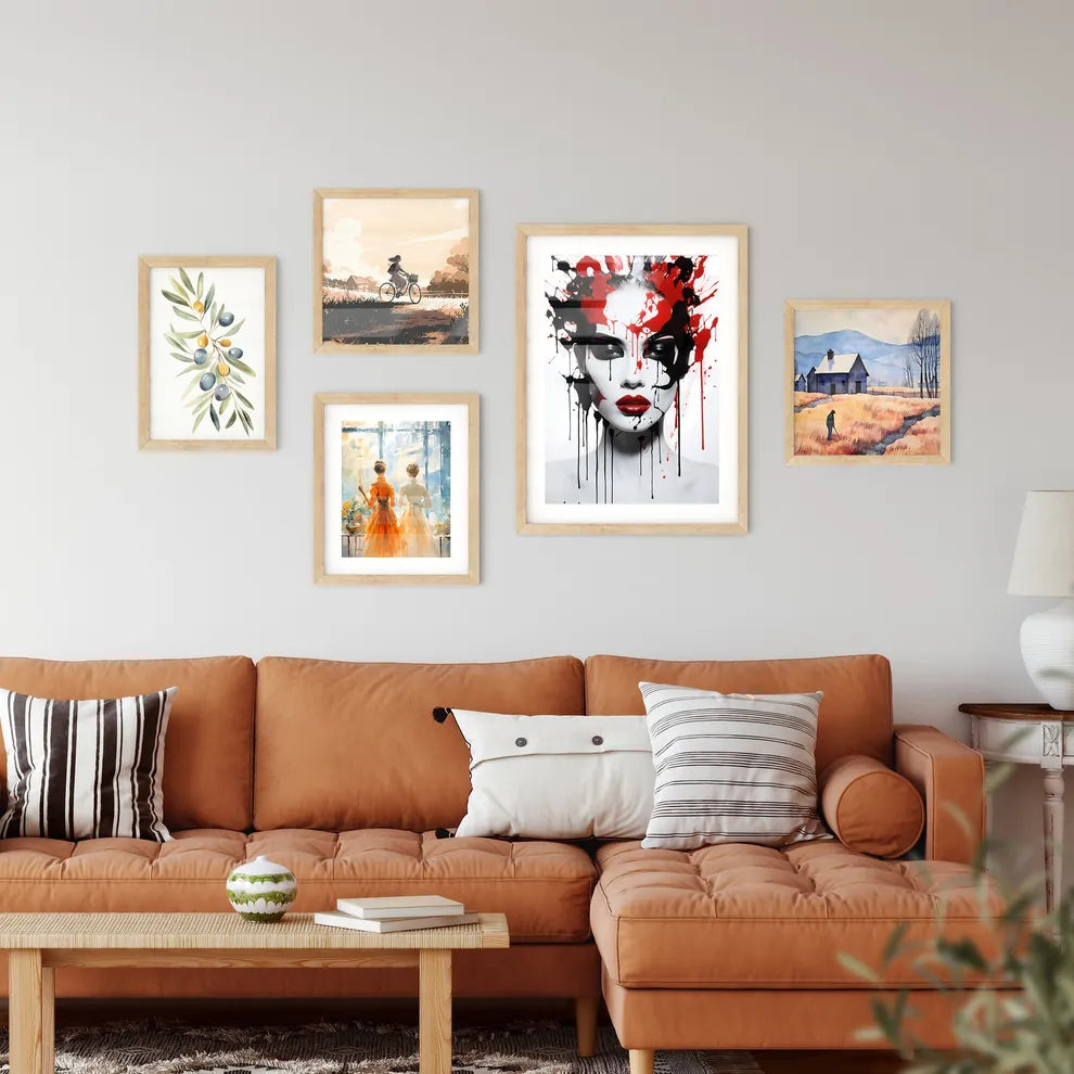 The Couple - A Woman With Black And Red Pain Framed Print