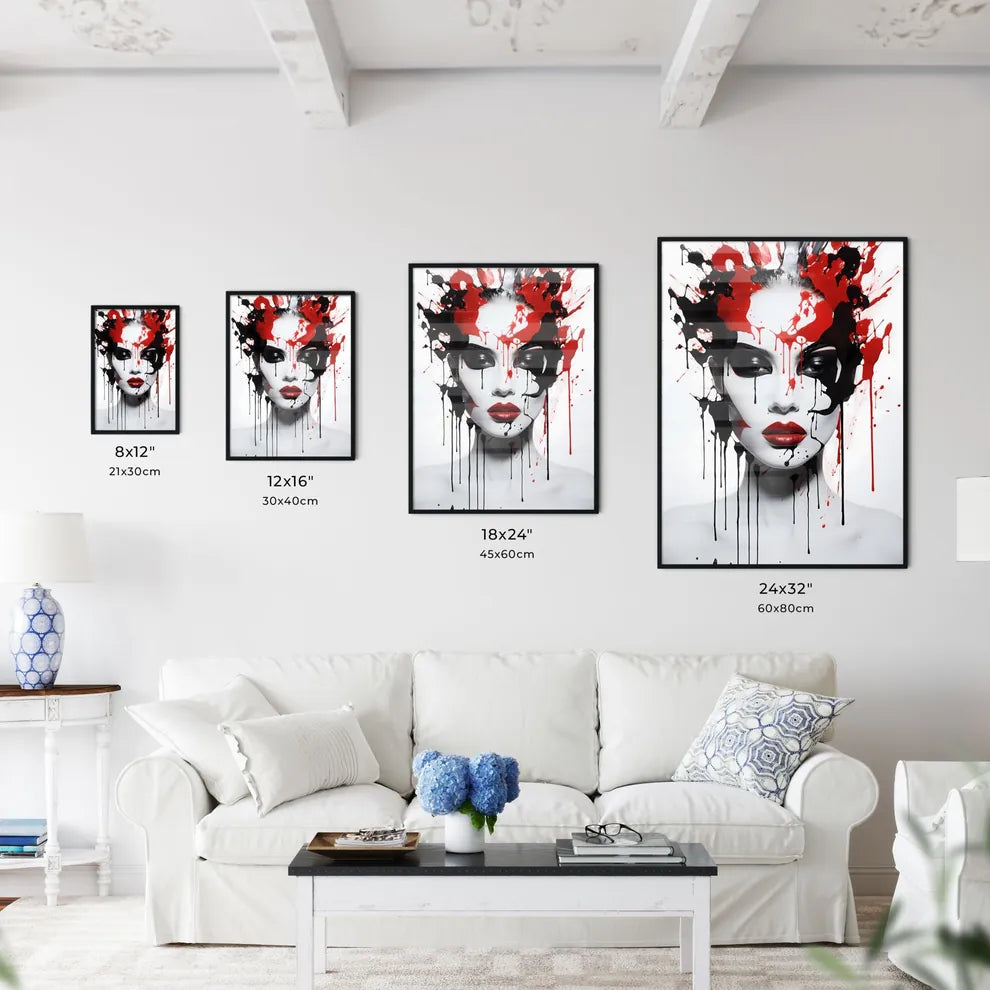 The Couple - A Woman With Black And Red Pain Wall Art