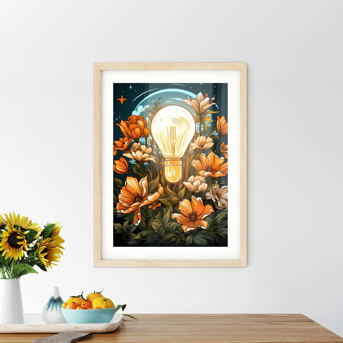 The Idea - A Light Bulb Surrounded By Flower - Kitchen Hangings