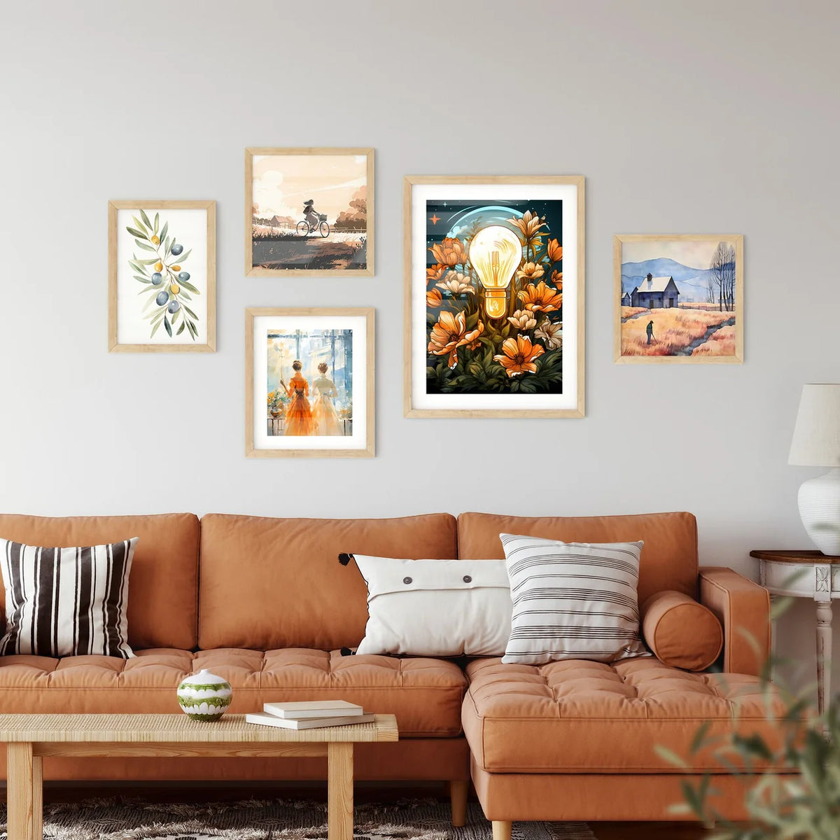The Idea - A Light Bulb Surrounded By Flower Framed Print