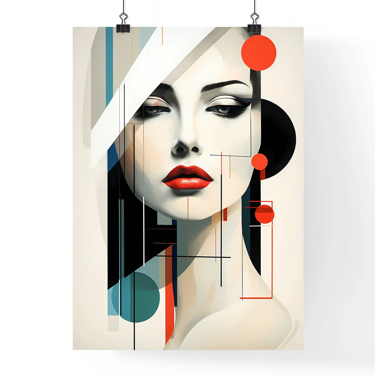The Modern - A Woman's Face With Red Lips An Poster